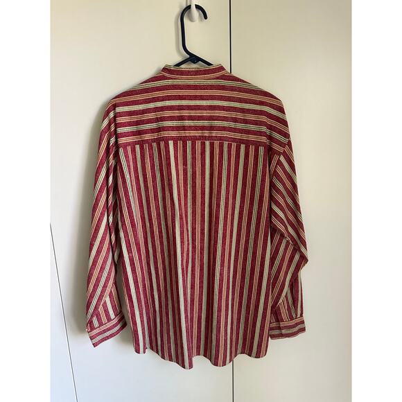 Vintage 90s Mens Button Up Shirt Size S/M Gitano Striped Linen Cotton New Wave - Picture 6 of 9